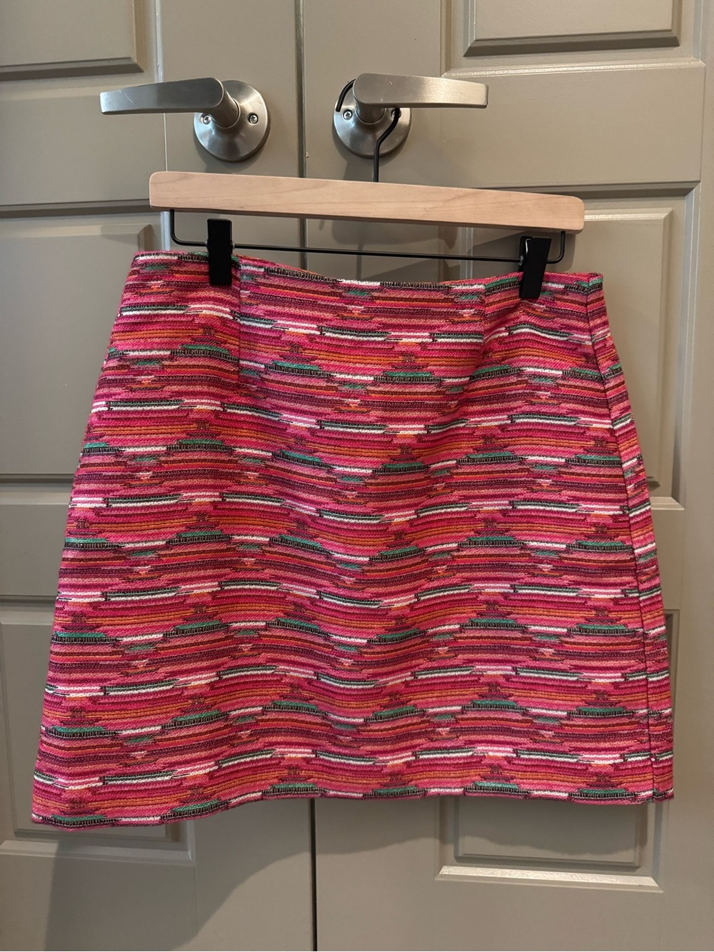 LOFT Pink Multi-Color Striped Mini Skirt